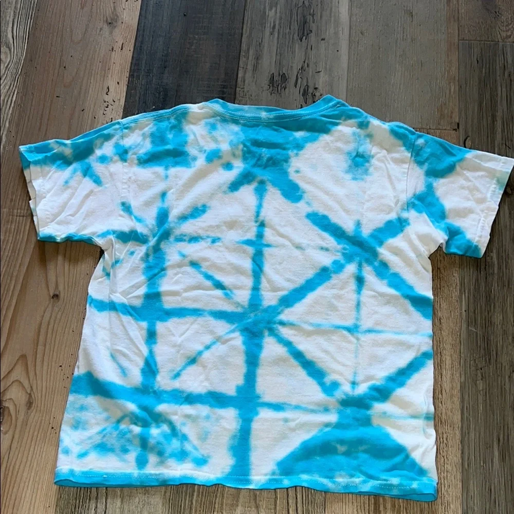 Blue & White Handmade Tie-Dye Gildan Kids T-Shirt Size: Youth Small (S)